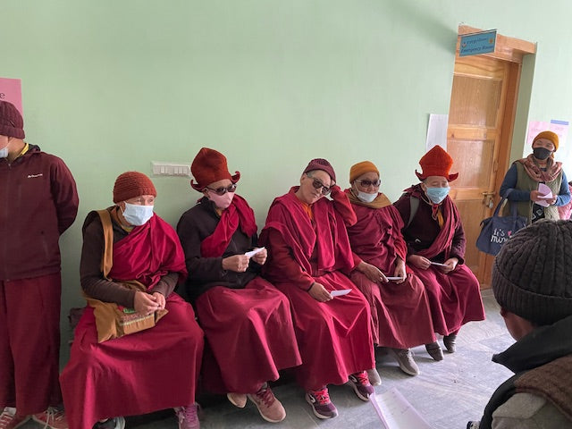 Patients waiting to be seen at a Skinjuvea medical outreach clinic
